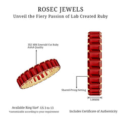 Emerald Cut Lab Grown Ruby Full Eternity Wide Band Ring