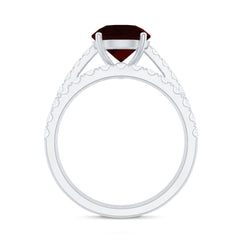 Certified Real 8mm Garnet Wedding Bridal Ring Set of 2