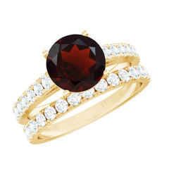 Certified Real 8mm Garnet Wedding Bridal Ring Set of 2
