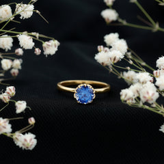 Certified 1 Carat Lab Grown Blue Sapphire Solitaire Engagement Ring
