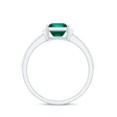 Lab Grown Emerald Diamond 3 Stone Engagement Ring with Certificate
