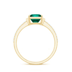 Lab Grown Emerald Diamond 3 Stone Engagement Ring with Certificate
