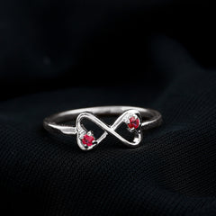 Created Ruby Infinity Heart Promise Ring