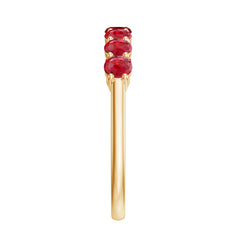 Lab Created Ruby Seven Stone Half Eternity Ring in Gold