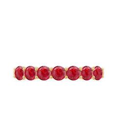 Lab Created Ruby Seven Stone Half Eternity Ring in Gold