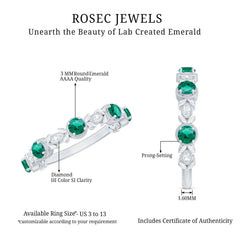 Nature Inspired Lab Grown Emerald Diamond Half Eternity Anniversary Ring