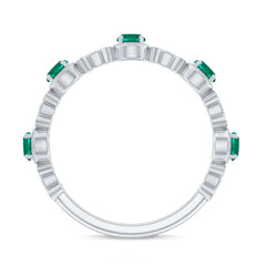 Nature Inspired Lab Grown Emerald Diamond Half Eternity Anniversary Ring