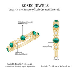 Nature Inspired Lab Grown Emerald Diamond Half Eternity Anniversary Ring