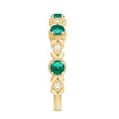 Nature Inspired Lab Grown Emerald Diamond Half Eternity Anniversary Ring