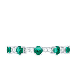 Certified Lab Grown Emerald Half Eternity Anniversary Ring with Diamond