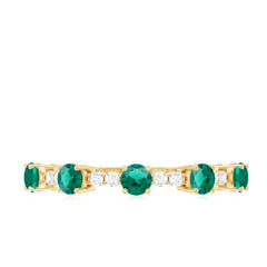 Certified Lab Grown Emerald Half Eternity Anniversary Ring with Diamond