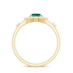 Certified Lab Grown Emerald Classic Engagement Ring with Diamond