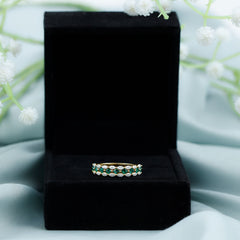 Certified Lab Grown Emerald Half Eternity Wedding Band