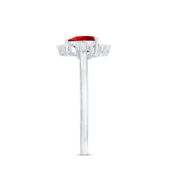Lab Created Ruby Heart Promise Ring with Diamonds