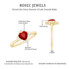 Lab Created Ruby Heart Promise Ring with Diamonds