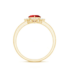 Lab Created Ruby Heart Promise Ring with Diamonds