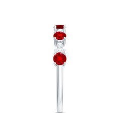 Lab Created Ruby and Diamond Half Eternity Stackable Ring