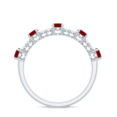 Lab Created Ruby and Diamond Half Eternity Stackable Ring