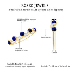 Certified Lab Grown Blue Sapphire Diamond Half Eternity Ring for Anniversary