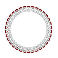 1.75 CT Round Shape Lab Grown Ruby and Diamond Eternity Wedding Band