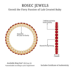 1.75 CT Round Shape Lab Grown Ruby and Diamond Eternity Wedding Band