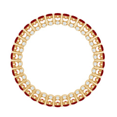 1.75 CT Round Shape Lab Grown Ruby and Diamond Eternity Wedding Band