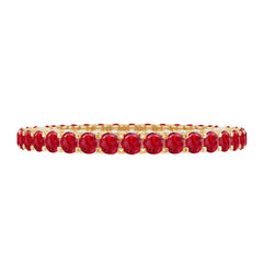 1.75 CT Round Shape Lab Grown Ruby and Diamond Eternity Wedding Band