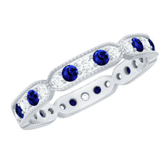 Certified Lab Grown Blue Sapphire Diamond Eternity Ring for Anniversary