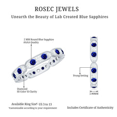 Certified Lab Grown Blue Sapphire Diamond Eternity Ring for Anniversary