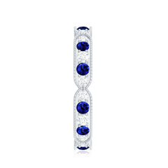 Certified Lab Grown Blue Sapphire Diamond Eternity Ring for Anniversary