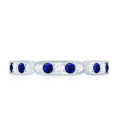 Certified Lab Grown Blue Sapphire Diamond Eternity Ring for Anniversary