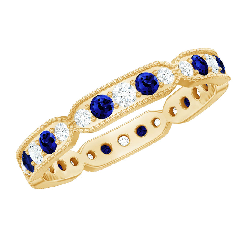 Certified Lab Grown Blue Sapphire Diamond Eternity Ring for Anniversary