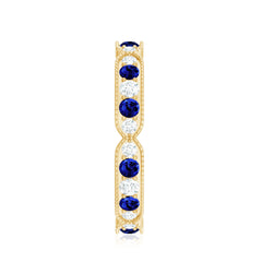 Certified Lab Grown Blue Sapphire Diamond Eternity Ring for Anniversary