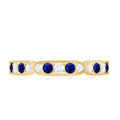 Certified Lab Grown Blue Sapphire Diamond Eternity Ring for Anniversary