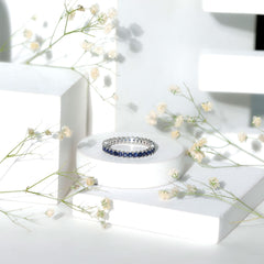 Princess Cut Certified Lab Created Blue Sapphire Full Eternity Ring