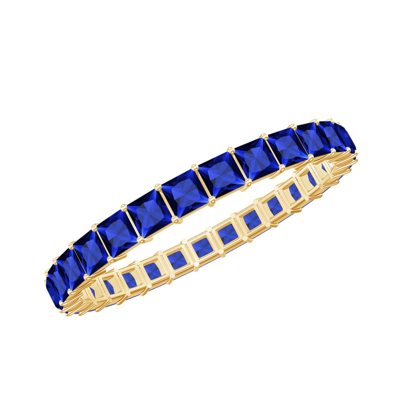 Princess Cut Certified Lab Created Blue Sapphire Full Eternity Ring