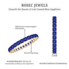 Princess Cut Certified Lab Created Blue Sapphire Full Eternity Ring