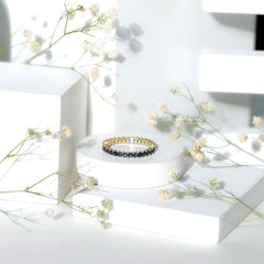 Princess Cut Certified Lab Created Blue Sapphire Full Eternity Ring