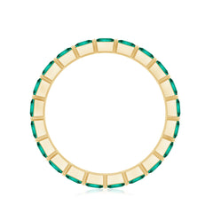 Certified Princess Cut Lab Grown Emerald Wedding Band