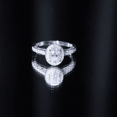 6X8 MM Oval Moissanite Victorian Engagement Ring with Halo
