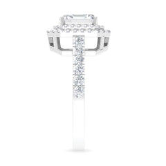 Certified Asscher Cut Moissanite Double Halo Engagement Ring