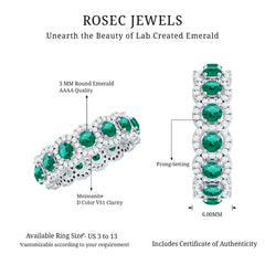 Certified Vintage Style Lab Grown Emerald Wedding Band