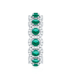 Certified Vintage Style Lab Grown Emerald Wedding Band