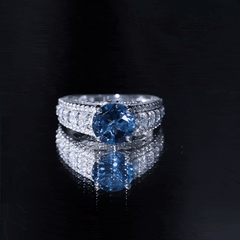 8 mm London Blue Topaz Statement Engagement Ring with Side Stones