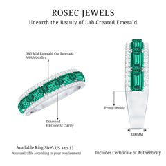 Certified Lab Grown Emerald Diamond Wedding Band in East West Style