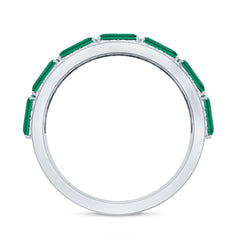 Certified Lab Grown Emerald Diamond Wedding Band in East West Style