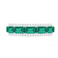 Certified Lab Grown Emerald Diamond Wedding Band in East West Style
