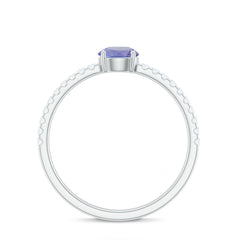 Certified Real Solitaire Tanzanite Promise Ring with Diamond