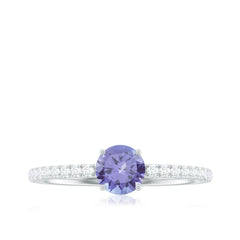 Certified Real Solitaire Tanzanite Promise Ring with Diamond