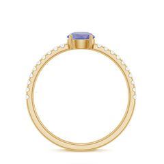 Certified Real Solitaire Tanzanite Promise Ring with Diamond